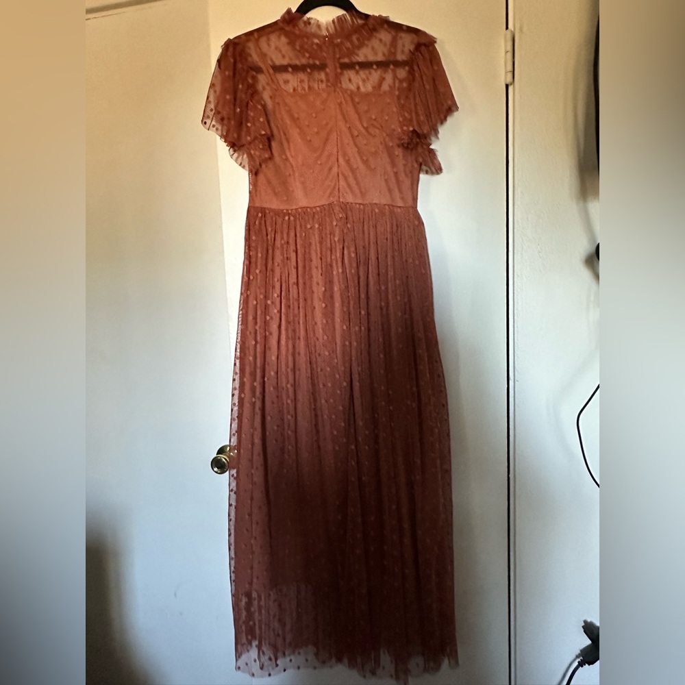 SHEIN Elegant Lace Maxi Dress in Dusty Pink